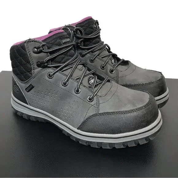 Skechers Womens McColl Composite Toe Waterproof Work Boots Gray Black Purple 8 - Picture 3 of 16